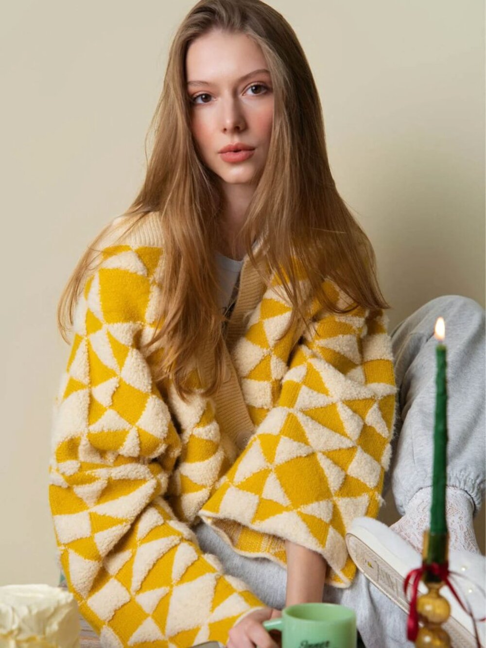 Innder Grandma Sunday Quilt Cardigan Sweater